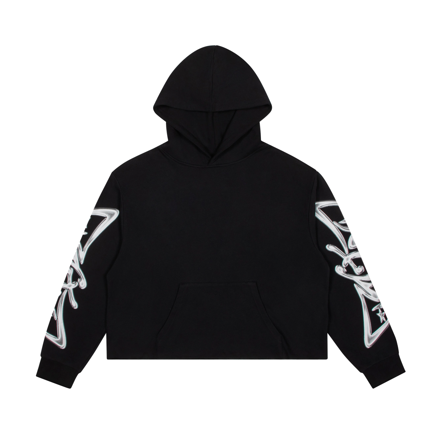 Metallic Raw Edge Cross Hoodie